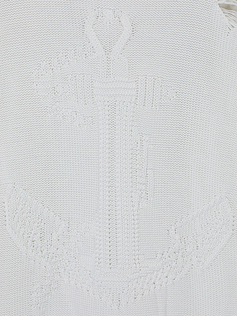 Белый унисекс хлопковый свитер с якорем, 3