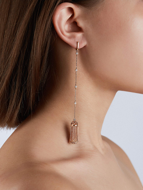 Серьги-кисти из розового золота с коричневыми бриллиантами, 2