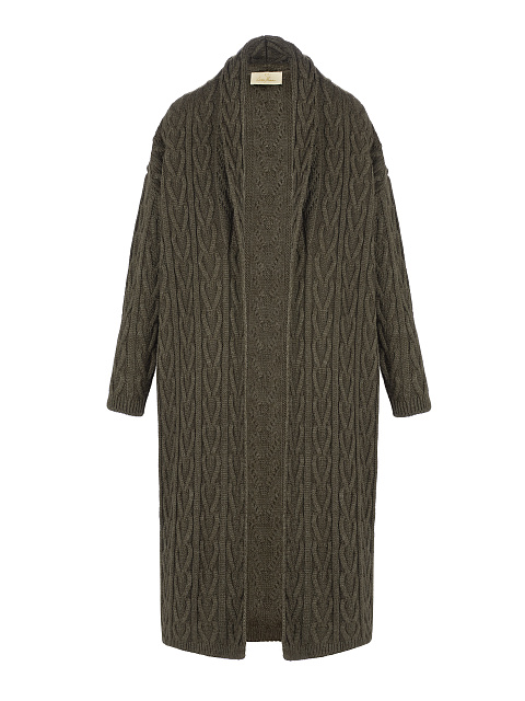 Темно-зеленый вязаный кардиган с косами, 1