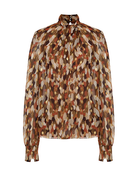 Блузка из шелка с принтом в виде листьев, 1
