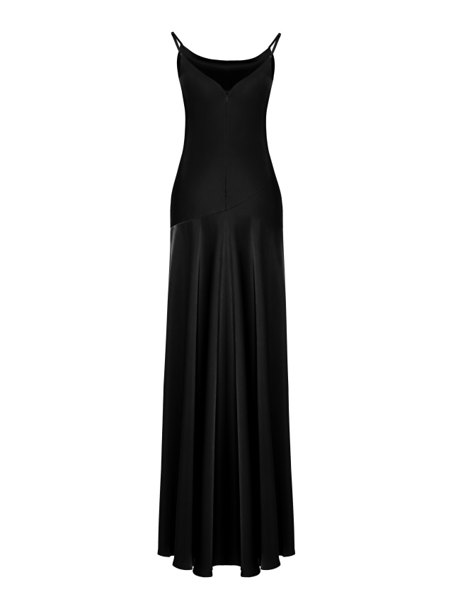 Черное атласное платье-макси, 2