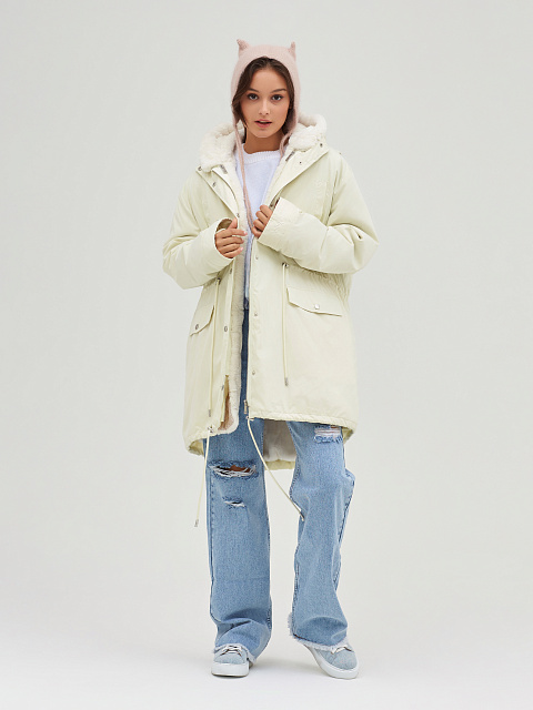 Молочная парка из плащевки с эко-мехом, 6