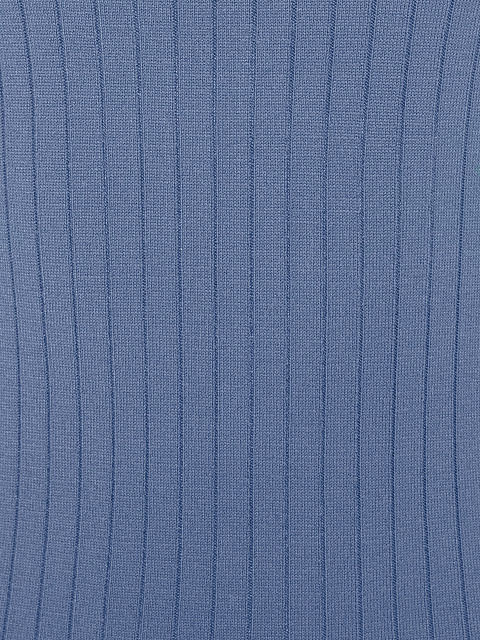 Синее вязаное платье-мини в рубчик, 3