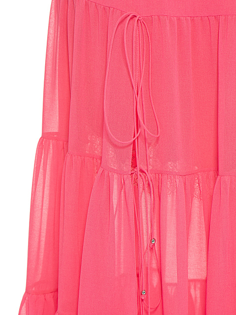 Розовое платье-миди из шифона с завязками, 3