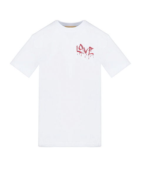 Белая хлопковая футболка с вышивкой LOVE, 1 Белая хлопковая футболка с вышивкой LOVE, 1