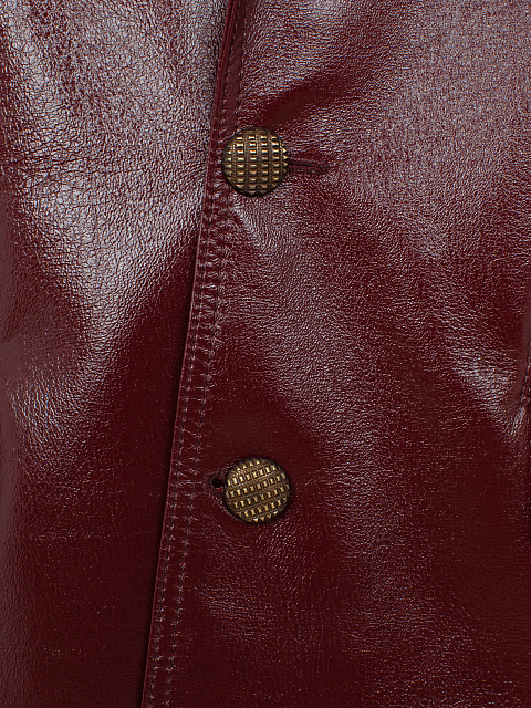 Бордовый однобортный кожаный жакет, 3