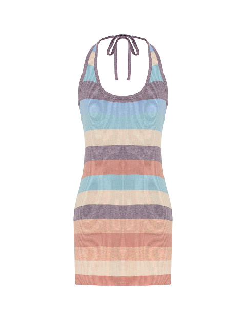 Трикотажное платье-мини в широкую полоску, 1