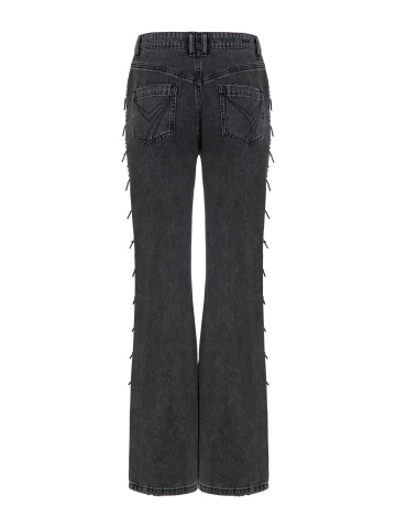 Расклешенные темно-серые джинсы из хлопка с крестами, 2