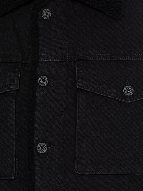 Черная куртка из денима на овчине, 3 Черная куртка из денима на овчине, 3