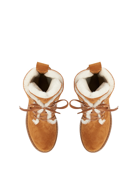 Коричневые замшевые ботинки с овчиной, 4
