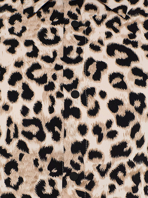 Бежевый костюм из рубашки и брюк с леопардовым принтом, 4