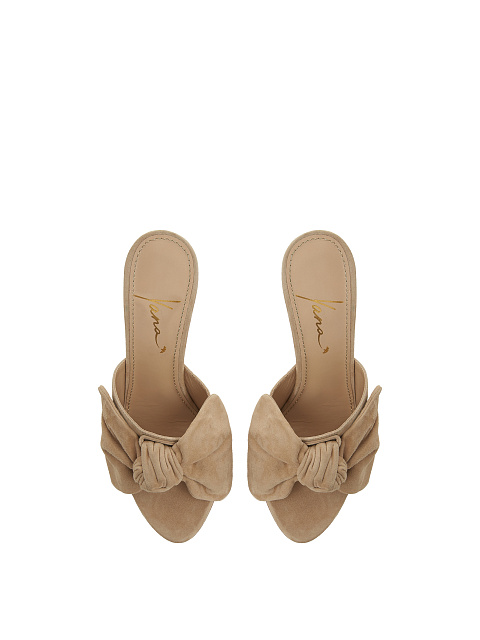 Бежевые мюли из замши на высоком каблуке, 4