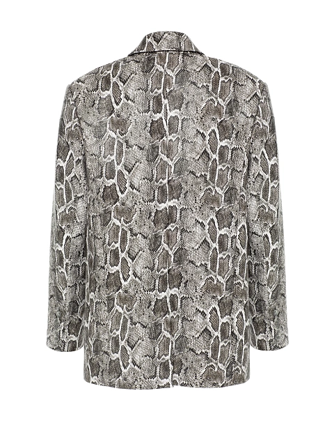 Серый жакет из эко-кожи со змеиным принтом, 4