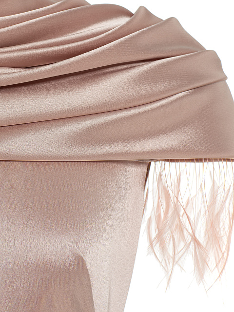 Пудровое платье-макси из шелка с драпировкой, 4