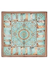 Платок шелковый (атлас), бирюзовый с коричневым краем 80х80см, принт казаки YD (образец) Платок шелковый (атлас), бирюзовый с коричневым краем 80х80см, принт казаки YD (образец)