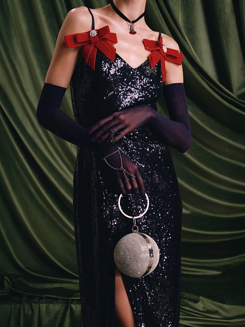 Черное платье-макси в пайетках, 6