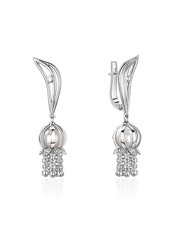 Серьги из белого золота с бриллиантами и жемчугом, 1
