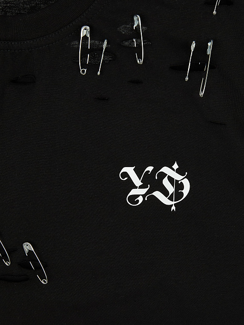 Черная хлопковая футболка с фигурным низом, 3 Черная хлопковая футболка с фигурным низом, 3