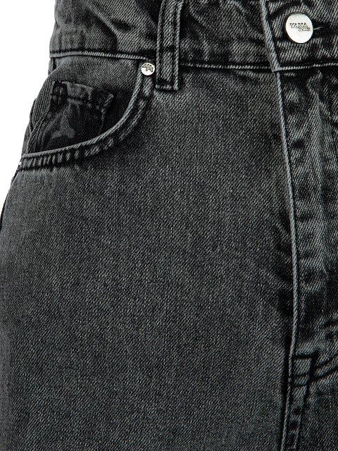 Расклешенные темно-серые джинсы с бахромой, 3