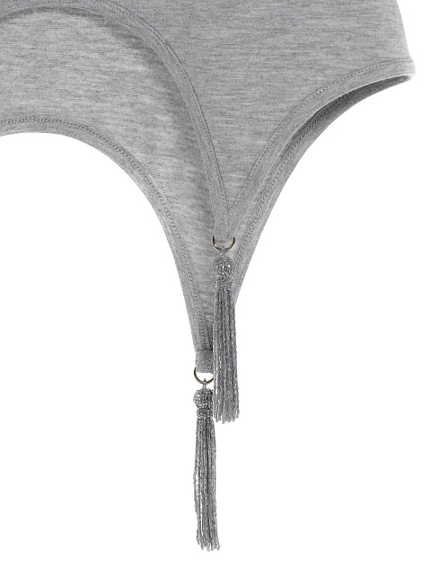 Серая майка из хлопка с кисточками из бисера, 5