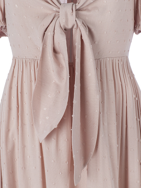 Розовое платье из хлопка с завязкой на груди, 3