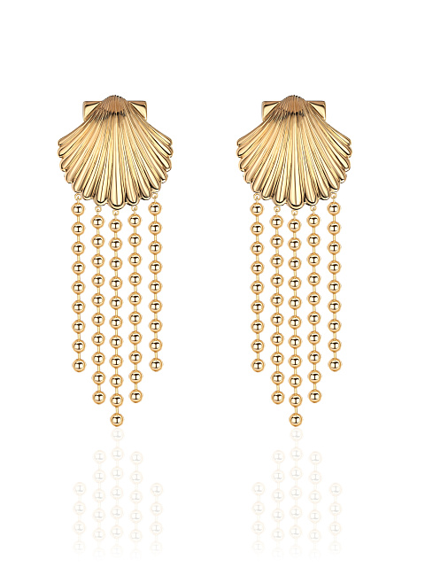 Длинные серьги-ракушки из желтого золота, 1 Длинные серьги-ракушки из желтого золота, 1