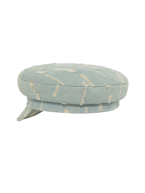 Голубая кепка из денима с потертостями, 3