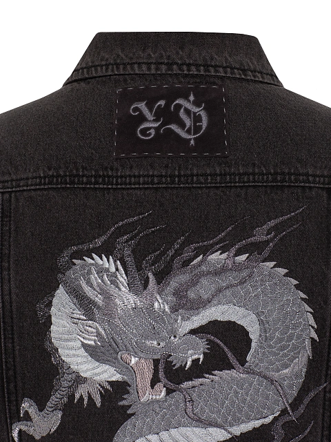 Черная джинсовая куртка с вышивкой на спине, 5 Черная джинсовая куртка с вышивкой на спине, 5