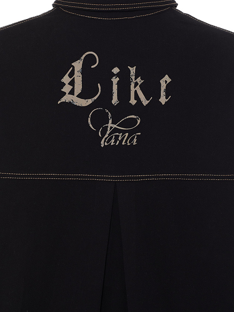 Черный хлопковый костюм с принтом на спине, 5