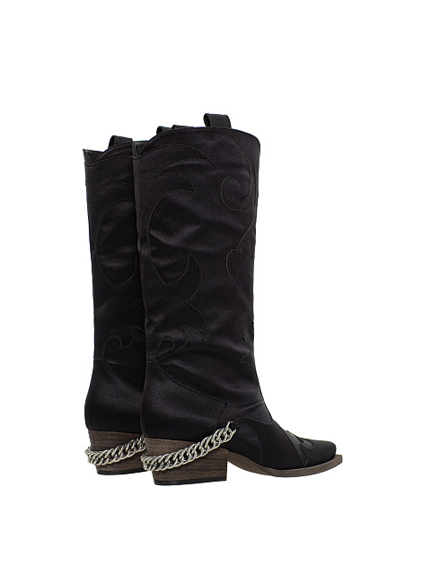 Черные казаки из сатина и замши с цепочкой, 3