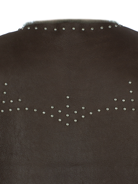 Темно-серый жилет из овчины с клепками, 3 Темно-серый жилет из овчины с клепками, 3