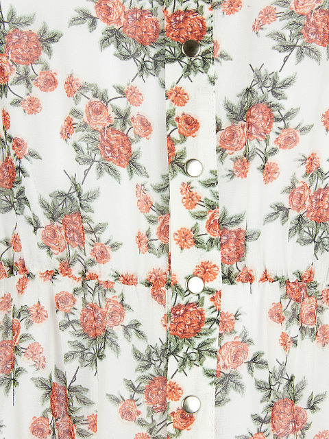 Белое шифоновое платье-мини с цветочным принтом, 3