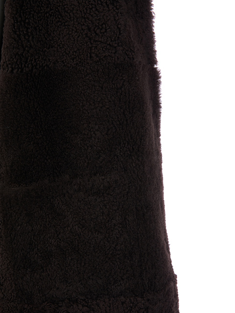 Длинная коричневая дубленка из овчины, 4