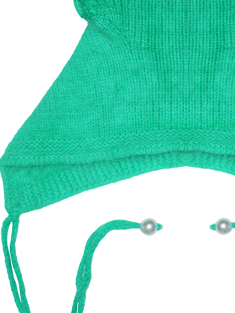Зеленая шапка с ушками из ангоры, 2