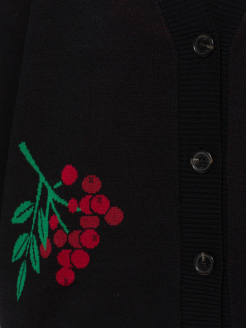 Черный трикотажный кардиган с рябиной, 3