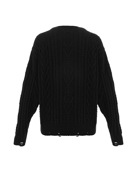 Черный хлопковый свитер с косами, 2