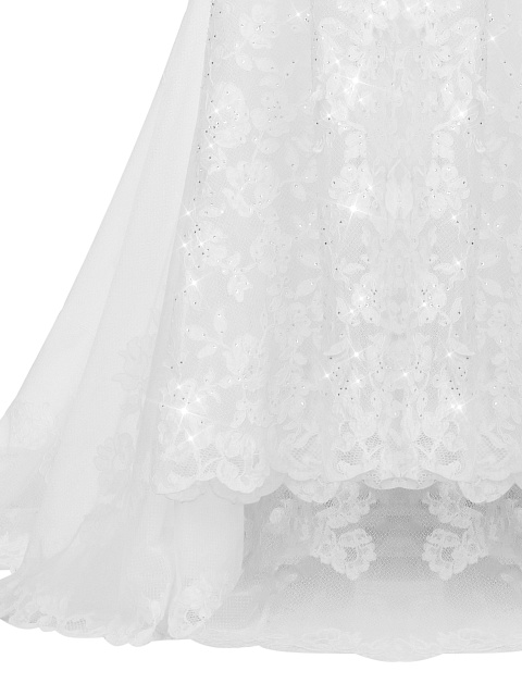 Белое корсетное платье из кружева со шлейфом, 4