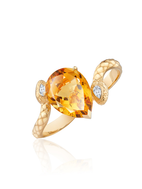 Двойное кольцо из желтого золота с цитрином и бриллиантами, 1