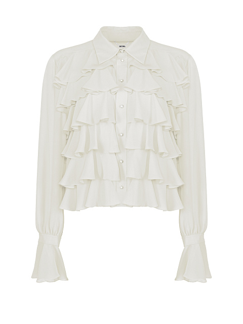 Белая блузка из шифона с рюшами, 1