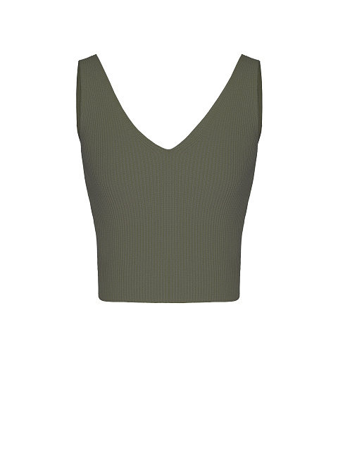 Трикотажный топ-лапша цвета хаки, 1
