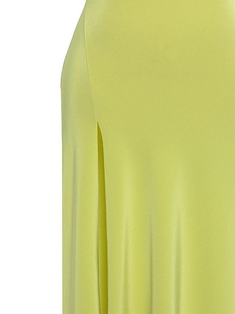 Салатовое платье-макси из шелка со стразами, 4