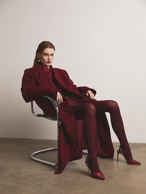 Бордовая объемная блузка, 7