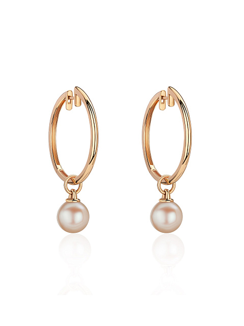 Подвеска на хупсы из розового золота с бусиной из жемчуга, 1 Подвеска на хупсы из розового золота с бусиной из жемчуга, 1