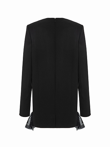 Черное платье-мини с кружевом и стразами, 2