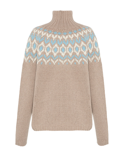 Бежевый вязаный свитер из кашемира с узором, 2 Бежевый вязаный свитер из кашемира с узором, 2