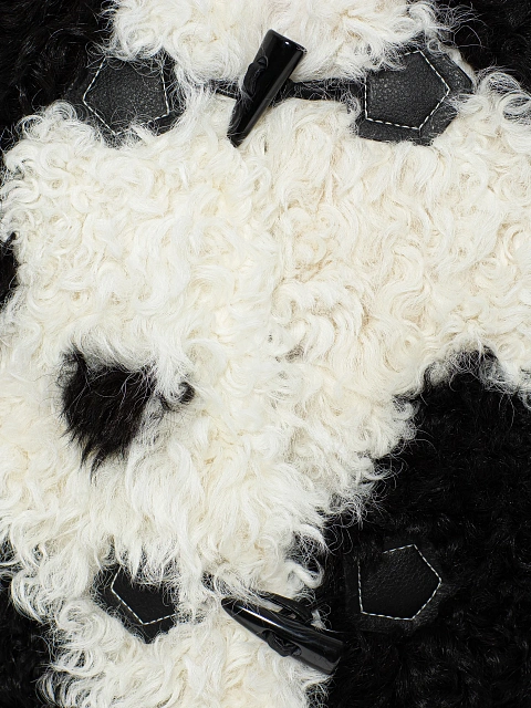 Черно-белый жилет из овчины калган, 3