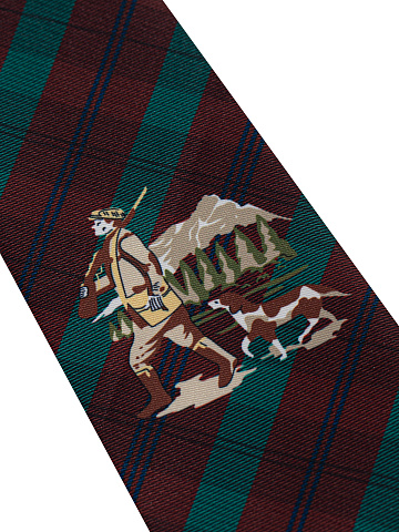 Коричневый галстук в клетку с принтом, 2