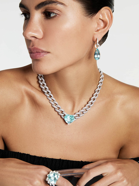 Колье из белого золота с турмалином Параиба и бриллиантами, 3