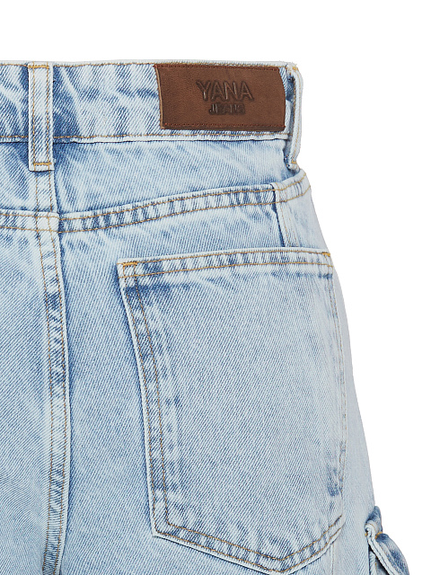 Голубые широкие джинсы-карго, 5