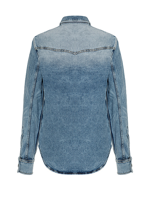 Голубая рубашка из денима с вышивкой на кармане, 2 Голубая рубашка из денима с вышивкой на кармане, 2